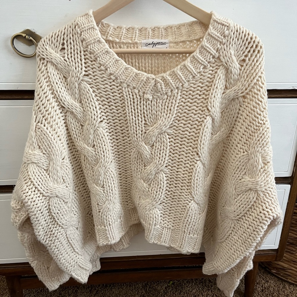 Carly Jean Los Angeles cream cable knit sweater